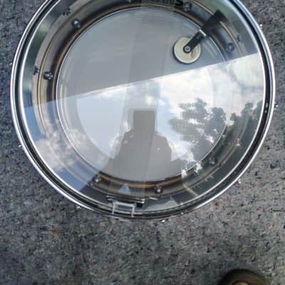 Ludwig No. 400 Supraphonic 5x14" 10-Lug Aluminum Snare Drum with Pointed Blue/Olive Badge 1969 - 1979 - Chrome-Plated image 9