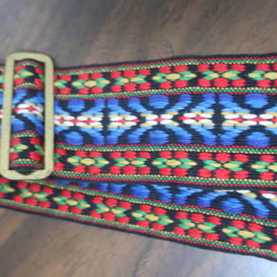 Vintage 1960 Guitar Strap Embroidered Orange Blue Diamond Pattern Ace Bobby Lee image 5