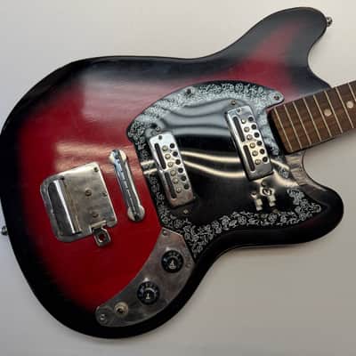 Vintage Teisco Del Rey 1960s Dual Pickup Red Cherry Burst 24" Short Scale image 2