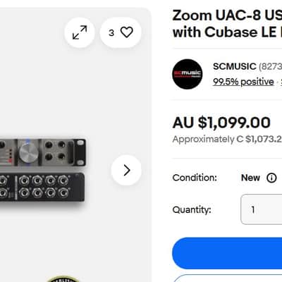 Zoom UAC-8 USB 3.0 SuperSpeed Audio Interface 2010s - Silver image 3