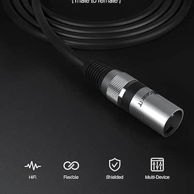 XLR to XLR Microphone Cable (15 Feet, 6-Pack) XLR Male to Female Mic Cable 3-Pin Balanced Shielded XLR Cable for Mic Mixer, Recording Studio, Podcast - Black, 15ft, 6 Pack image 2