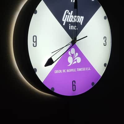 70's Style Gibson Round Light Up Wall Clock Killer Cool Man Cave/Garage Accessory image 1