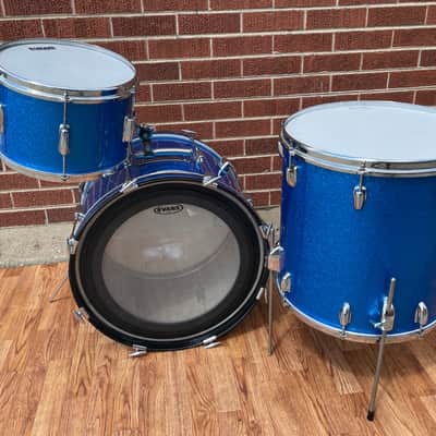 1960s Slingerland Stage Band Drum Set Blue Sparkle Rewrap 20/12/16 image 4