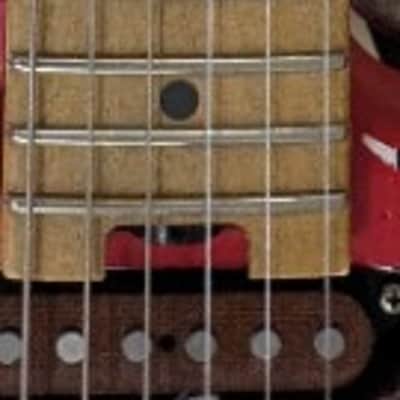 EVH Striped Series Frankenstein Frankie, Maple board, Red w/Black Stripes Relic image 4
