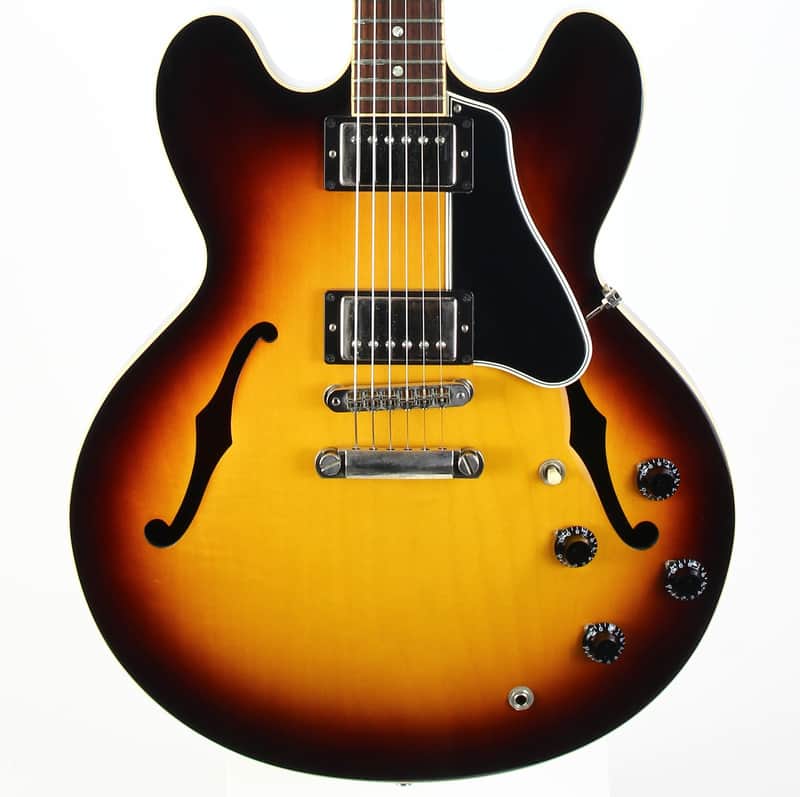 2013 Gibson Memphis ES-335 Dot Neck Sunburst Plain Top Semi Hollow Guitar w Original Case image 1