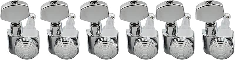 Pro 6-in-line 2-pins Full Metal Guitar Locking Tuners Machine Heads Tuning Pegs Keys Set for Fender American Stratocaster/Telecaster Strat/Tele Style Electric Guitar, Chrome image 1