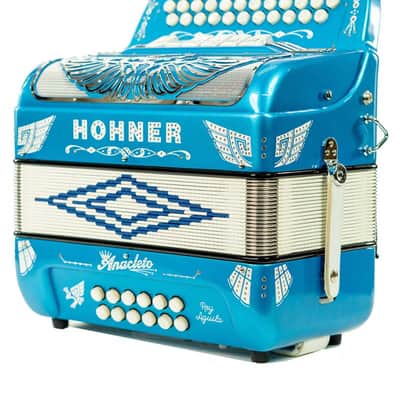 Hohner Anacleto Rey Aguila Two Tone FBE/GCF Compact Accordion - Blue Metallic image 3