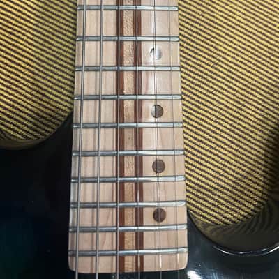 Wanderkauven Electric guitar - Transparent green burst finish with visible wood grain image 9