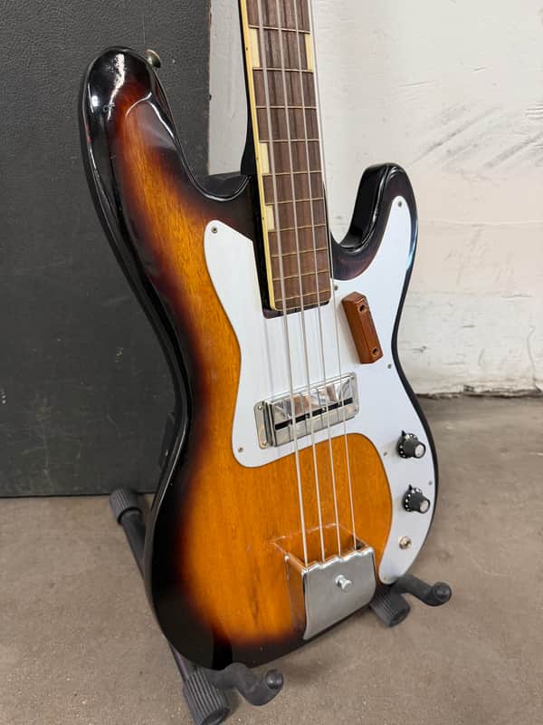 Vintage RARE MIJ Teisco Kingston Model 670 Bass w EZ-Pak Hard Case 1964 Japan - Sunburst image 1
