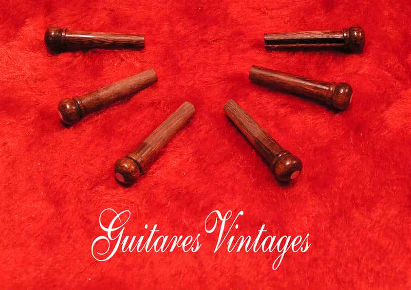 6 CHEVILLES Palissandre ACOUSTIC GUITAR rosewood PINS dot pearl Slotted 5,3mm image 1