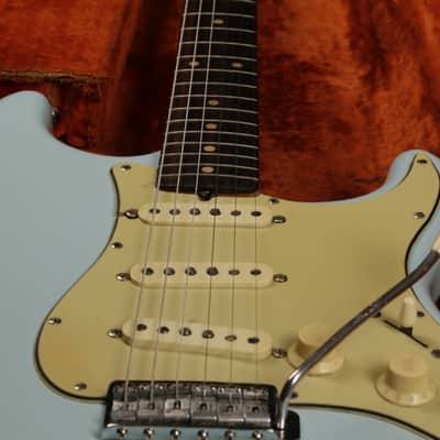 Fender Stratocaster 1961 Slab Board Sonic Blue all original except refinish w/OHSC image 1