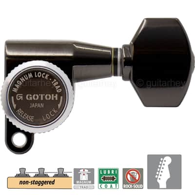 NEW Gotoh SG360-07 MGT 6 In-Line Set Non-Staggered Locking Tuners - COSMO BLACK image 1