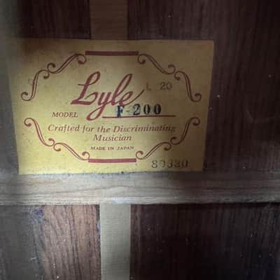 Lyle F-200 Acoustic Guitar, Vintage MIJ (Used) image 3