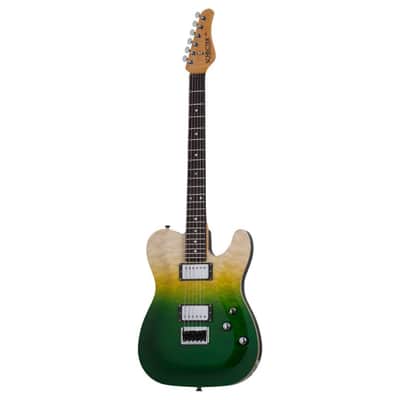 Schecter PT Classic 6-String Right-Handed Electric Guitar with Mahogany Semi-Hollow Body and Ebony Fretboard (Caribbean Fade Burst) image 1