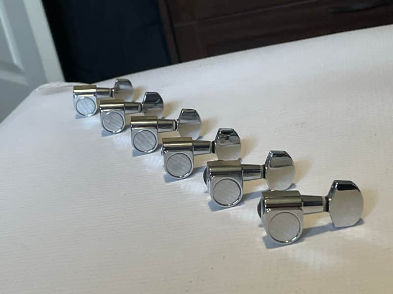 1990's Korean Era Ibanez RG & S Series Chrome Dual Pin Tuning Pegs Tuners 6 In LIne image 1