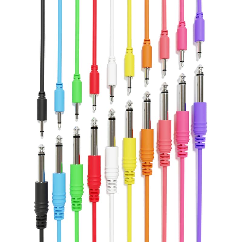 ExcelValley [10-Pack | 90 cm - 35.43"] Mono Patch Cables - TS 3.5mm 1/8" to 6.35mm 1/4" Eurorack Synth CV Gate image 1
