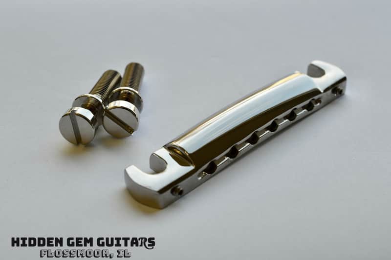 New! Gibson OEM Wraptail Tailpiece with Studs Nickel Finish fits Les Paul Special, Sg Special, Melody Maker Wrap Tail image 1