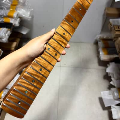 Stainless steel 22fret Roasted flame Maple Electric guitar neck Satin 25.5in parts image 4