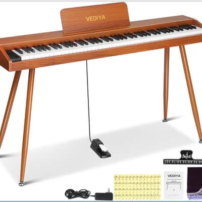 VEDIYA VE28 88-Key Digital Home Piano Brown MIDI USB Speaker Pedal Power Adapter 2026 image 1