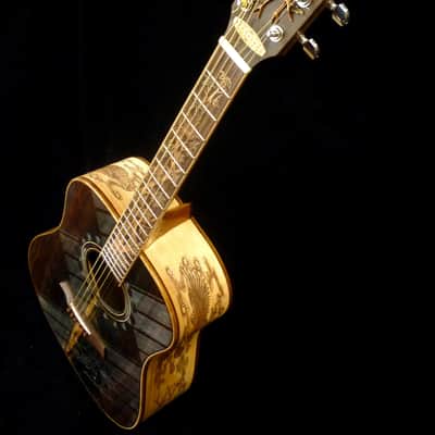 Blueberry Dreadnought Acoustic Steel String Guitar Birds Motif - Hand Made and Hand Carved image 10