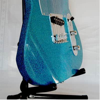Leo Jaymz Elite Series "Popcaster" Electric Guitar - Sparkle Cyan Blue image 6