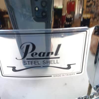 Pearl 5.5x14"Steel Shell Snare Drum 8-Lug Chrome SS Evans Onyx + Remo Ambassador image 2
