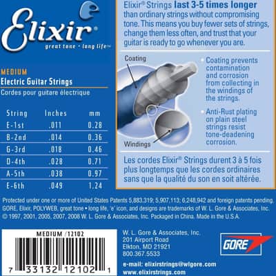 Elixir 12102 Nanoweb Medium Coated Nickel Electric Guitar Strings, 11-49 image 4