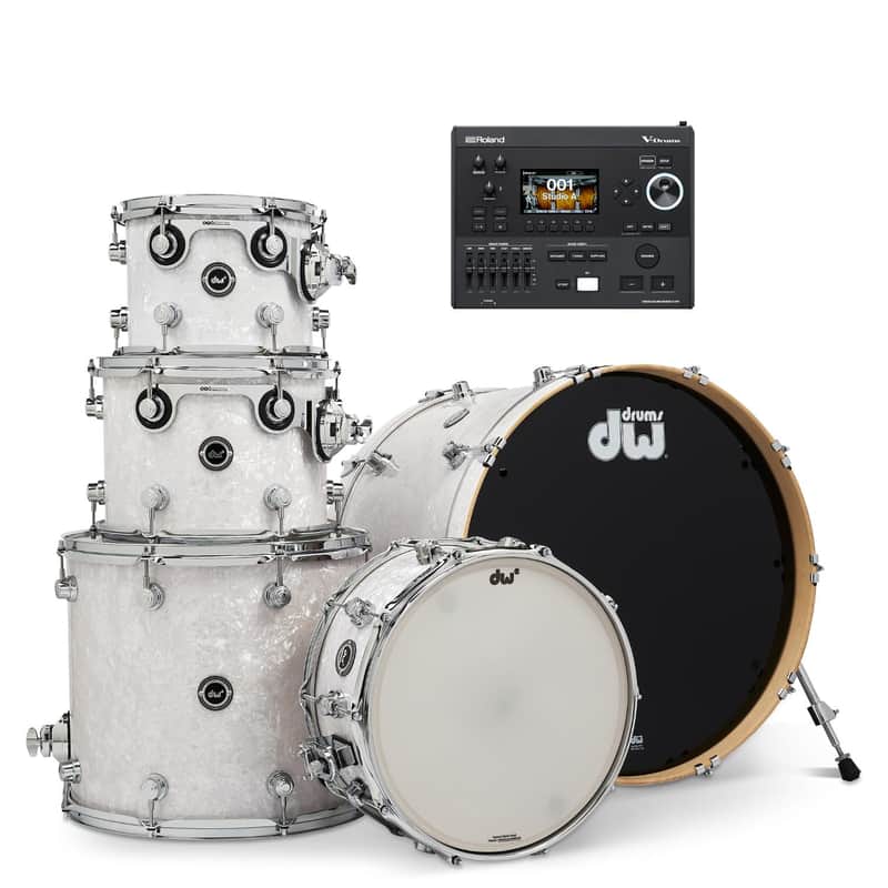 DW DWe 5pc Electronic/Acoustic Drum Shell Pack w/V51 Module White Marine image 1