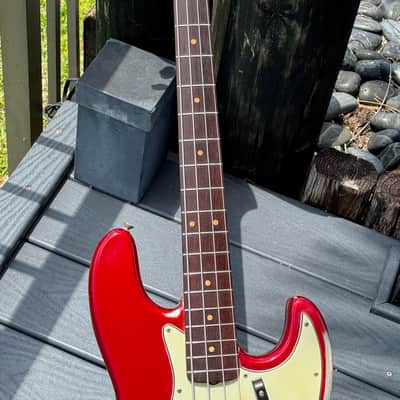 Fender Jazz Bass 1964 - a stunning January '64 Candy Apple Red Metallic example w/Green'gard & Clay Dots ! image 12