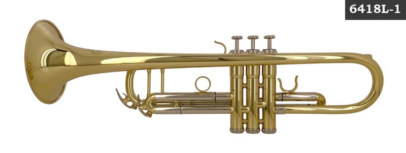 HUNTER Student 6418L Bb Trumpet Outfit - Lacquer 0.459" bore; 4 7/8" bell; 2 water keys - Yamaha YTR-2335 Style image 1