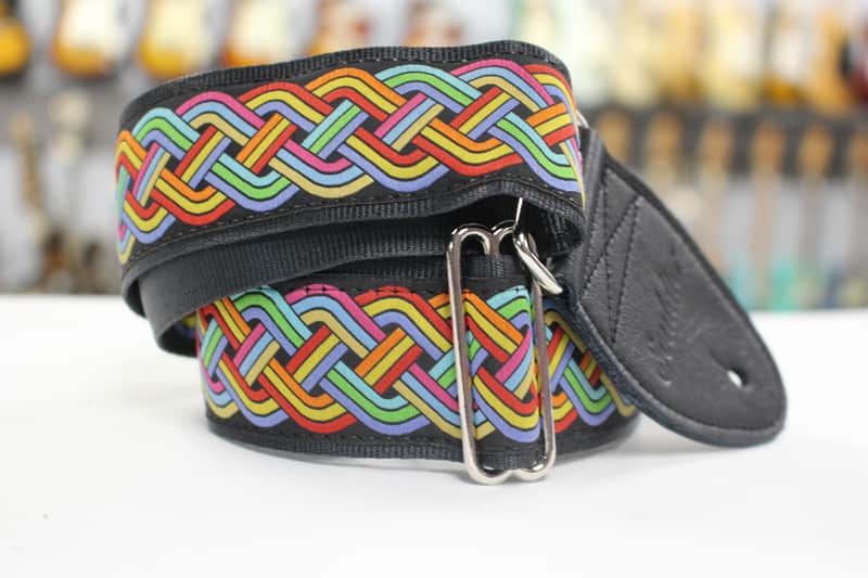 Souldier Celtic Knot Rainbow Guitar Strap with Black Leather Ends *Free Shipping in the USA* image 1