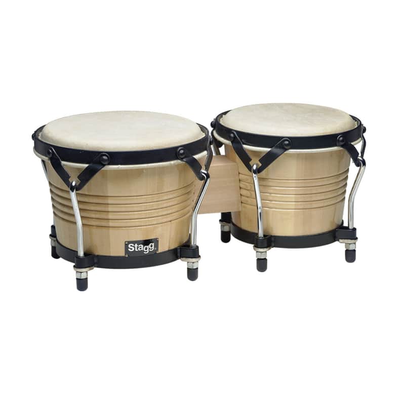 Stagg 7.5" and 6.5" Latin Wood Bongos- Natural image 1