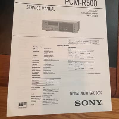 Service Manual for Sony PCM-R500 DAT image 1