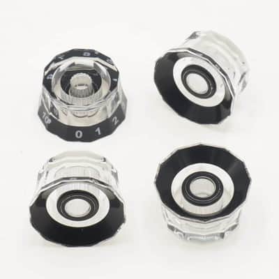 4pcs Clear & Black Lampshade Guitar Knobs | 18 Spline Coarse Split Shaft Volume & Tone Control Knob Set for PRS, Les Paul, SG, LP-Style Electric Guitars image 2