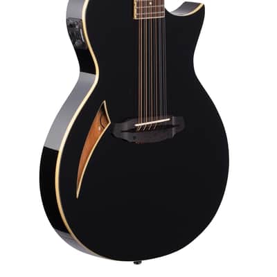 ESP LTD TL-12 Thinline 12-String Acoustic Electric Guitar Black image 9