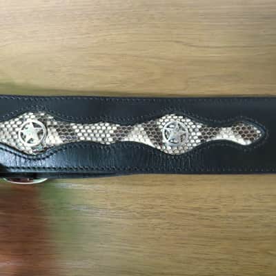 Leather Instrument Strap w/ Snake Skin - Guitar or Bass Guitar Strap image 2