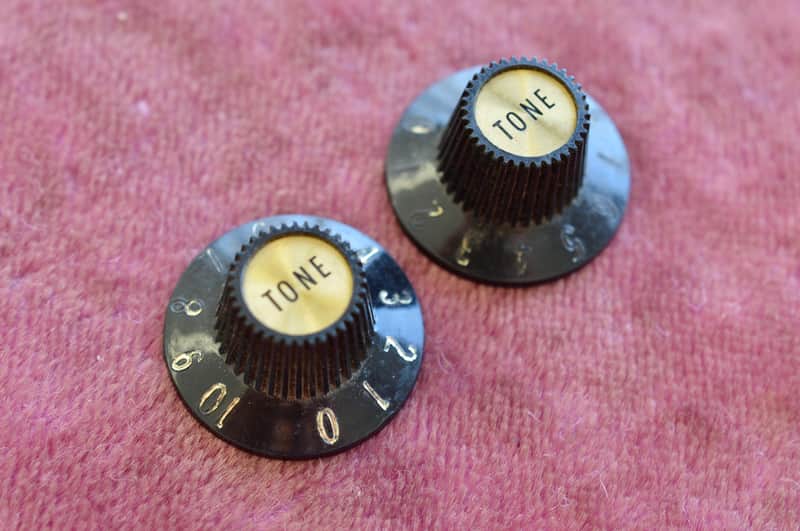 Vintage 1968 Gibson Witchhat Knobs Witch Hat Black Gold Inserts Les Paul Custom! image 1