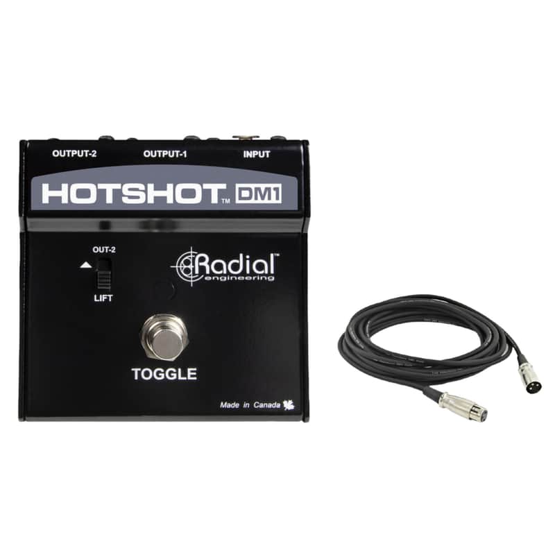 Radial HotShot DM-1 Dynamic Microphone Output Selector/Mute Switch with XLR Cable and StreamEye Polishing Cloth image 1