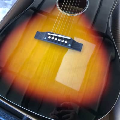 Stagg Dreadnought Slope Shoulder Basswood Top Catalpa Neck 6-String Acoustic Guitar Vintage Sunburst image 1