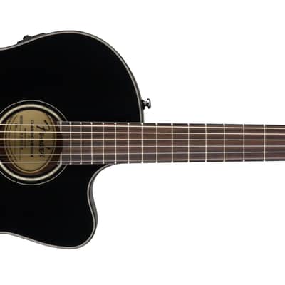 Fender CN-140SCE Nylon Thinline With Case, Walnut Fingerboard - Black image 1