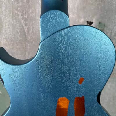Vintage V120MR-GHB Icon Series Single Cut - Distressed Gun Hill Blue / Sunburst image 9