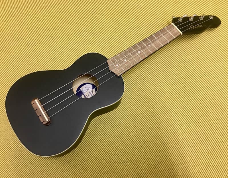 097-1610-706 Fender® California Coast Venice Soprano Ukulele Tele Headstock Uke Black Satin image 1
