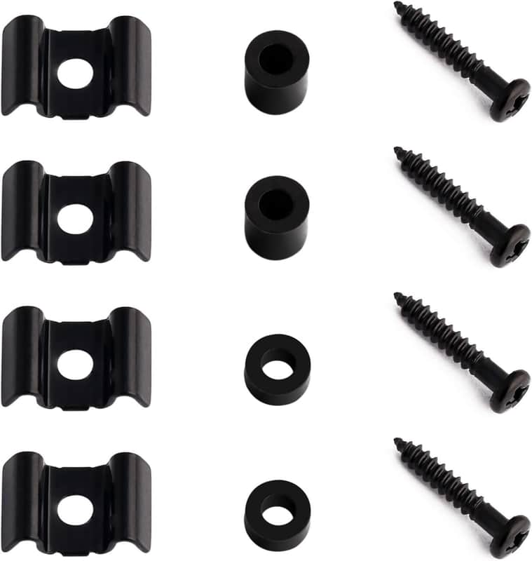 Guitar String Trees String Retainer Guides Compatible with Strat Tele Style Electric Guitar Bass Parts Replacement Pack of 4pcs with Mounting Screws Black. image 1
