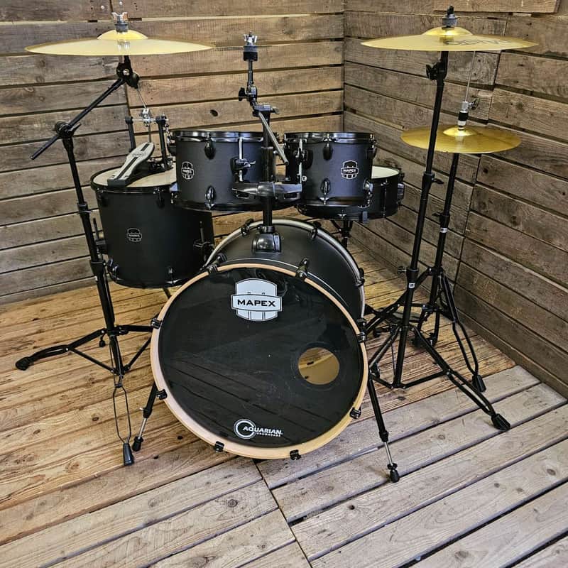 Drum Kit Mapex Storm Black, Complete With New Paiste Cymbals USED! RKSOM260626 image 1