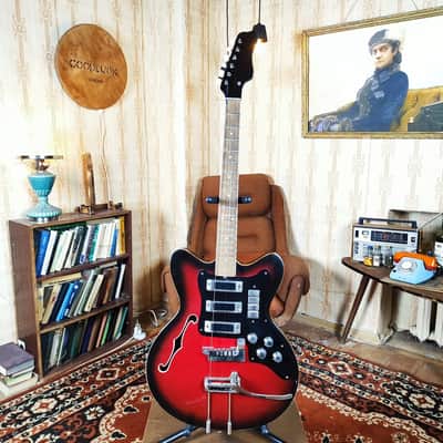 Jolana Spesial Tornado Vintage Electric Guitar Soviet USSR Tremolo bar 360 Strat Semi Hollow image 1