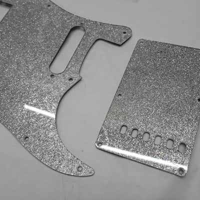 Platinum Silver Sparkle Glitter HXS HS pickguard + trem cover set Fits Fender Strat Stratocaster image 3