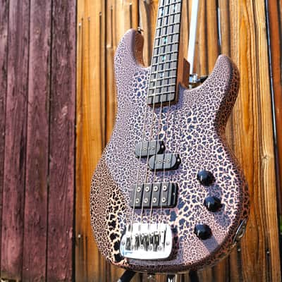 G&L USA Custom Shop LB-100 Sunset Coral Andromeda Crackle 4-String Electric Bass Guitar w/ Black Tolex Case (2025) image 6