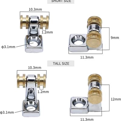 Pack of 2 Brass Roller String Retainer for Electric Guitar String Tree String Guide Roller String Trees for Tele Telecaster Start Stratocaster Electric Guitar String Parts Replacement Chrome image 2