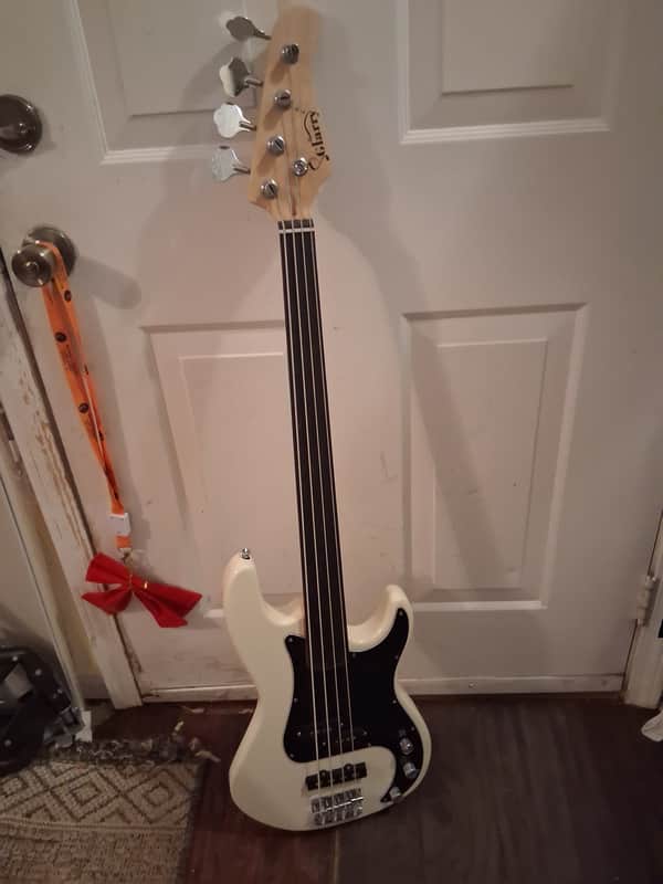 Glarry Fretless PJ Precision Bass - 4-string - Vintage White - Rosewood Fingerboard image 1
