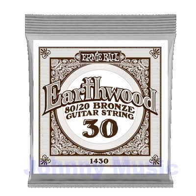.030" Earthwood 80/20 Bronze Wound Over Brass-Plated High-Carbon Steel Hex-Core Acoustic Guitar Single String image 1